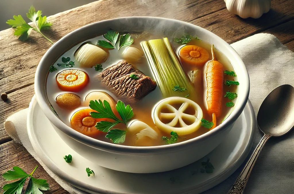 Rinderkraftbrühe mit Markklößchen & Gemüse